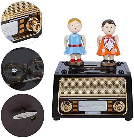Image of AUGEN Exclusive Dancing Kissing Dolls Music Box Musical 360 rotatable Carousel Children's Wooden Men and Women Birthday Creative Christmas Valentine's Day Gift Home Decoration (Couple)
