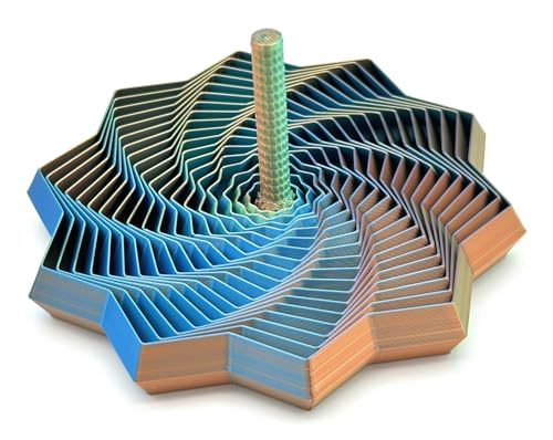 Image of Expanded Sensory Fidget Star with Handle - Visually Captivating and Satisfyingly Noisy! (Orange - Blue - Green, Medium)