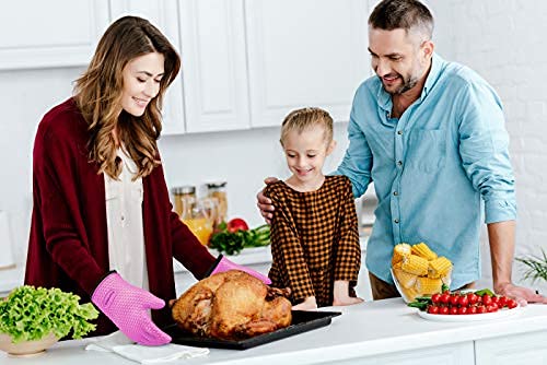 Image of KITCHEN PERFECTION XL Silicone Smoker Oven Gloves-Extreme Heat Resistant BBQ Gloves-Handle Hot Food Right on Your Grill Fryer&Pit|Waterproof Grilling Cooking Baking Mitts|Superior Value Set+3 Bonuses