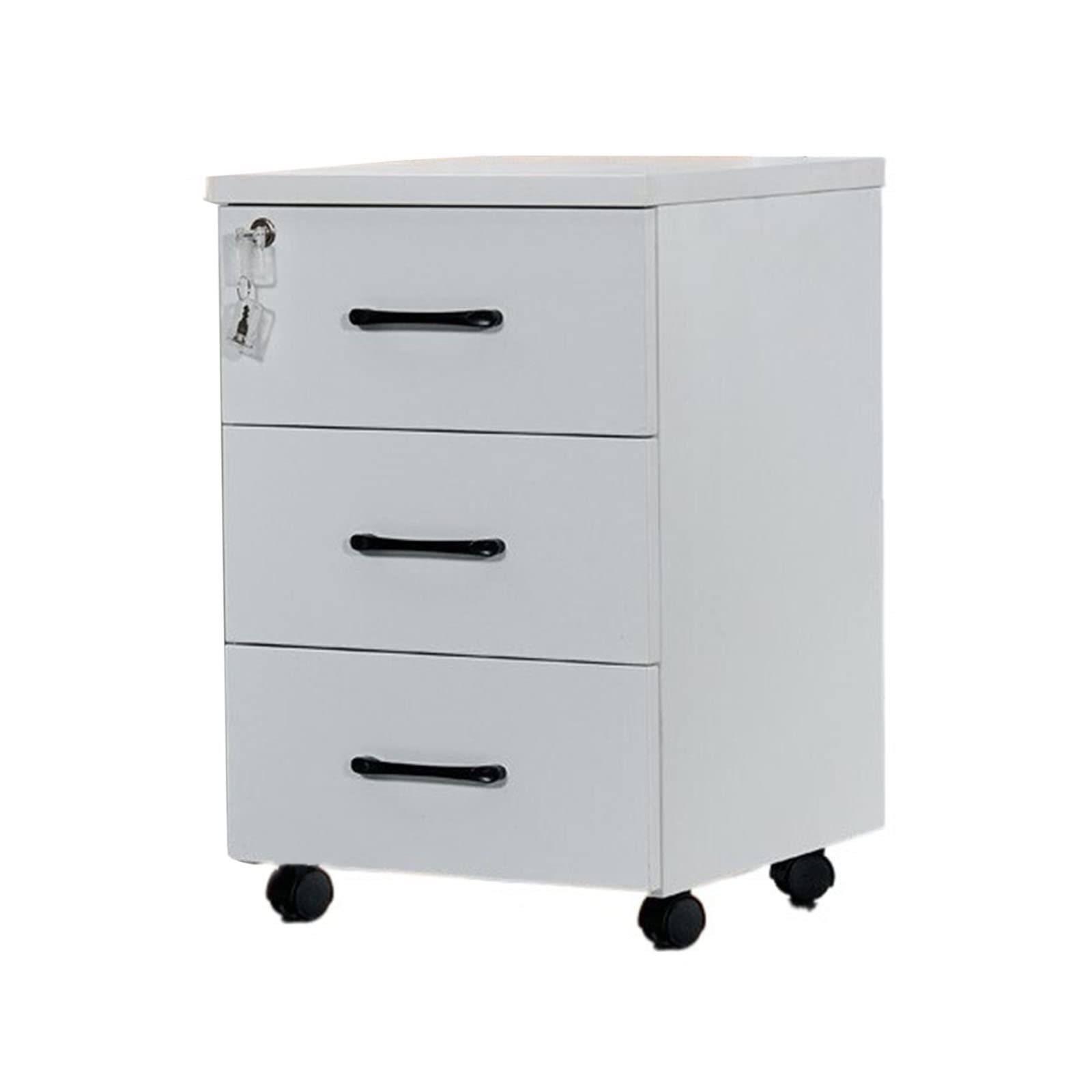 ASerZenith Wooden Vertical Filing Cabinet With Printer Stand Lockable Three Tier Storage Drawer For Office Nization,A
