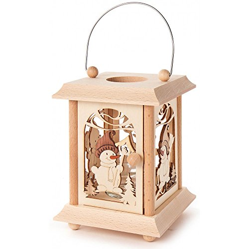 Mesa Farol Muñeco de Nieve con Vaso de Vidrio para té luz...