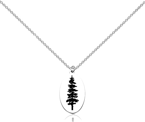 FEELMEM Collar con dije de pino, árbol de pino, aventura y viaje, joyería para entusiastas del aire libre, regalo