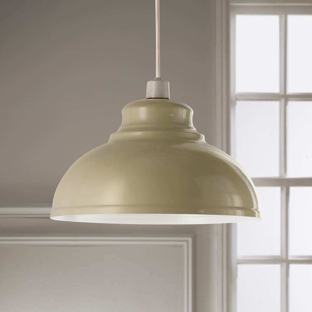Industrial Hanging Pendant in Painted Cream Finish