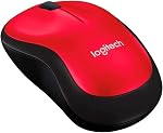 Logitech M185 Wireless Mouse, 2.4GHz with USB Mini Receiver, 12-Month Battery Life, 1000 DPI Optical Tracking, Ambidextrous, Compatible with PC, Mac, Laptop - Red