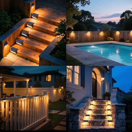 JJX Solar Lights Outdoor 20 Pack, Solar Fence Lights Deck Light for Patio Outdoor Decor, Fence Light Solar Powered for Stairs, Step, Railing and Yard (Warm White) by JJX - Image 7