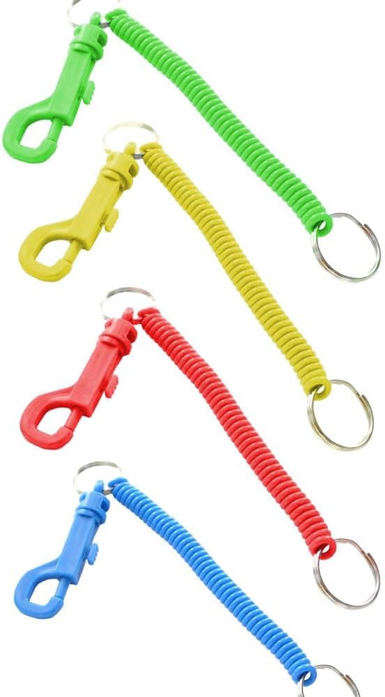 IBEX MART Spiral Keyring Wrist Coil with Lobster Clip – Set of 4 | Assorted Colours Keychains
