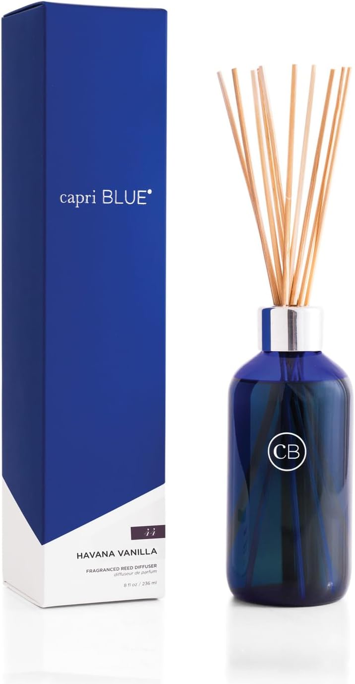 - Havana Vanilla Reed Diffuser Set - Includes Reed Diffuser Sticks, Fragrance Oil, and Glass Bottle - Luxury Scented Room Fresheners - Cobalt Blue (8 fl oz)