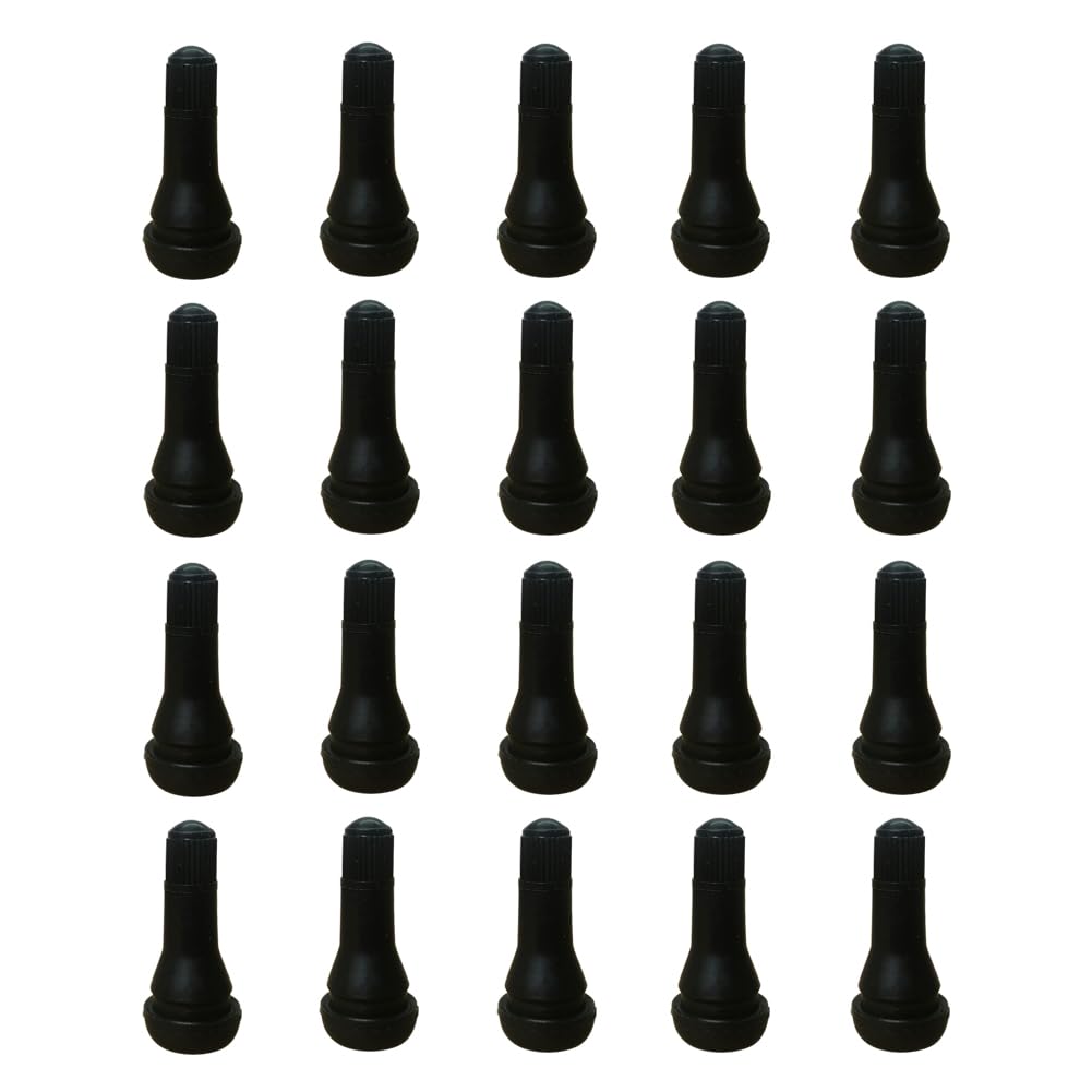 20Pcs TR413 Tubeless Valve Stems, Black Rubber Snap-in Valves Tubeless Tire Valve Stems Replacement for Tubeless 0.453 inches Rim Holes on Standard Auto Tires