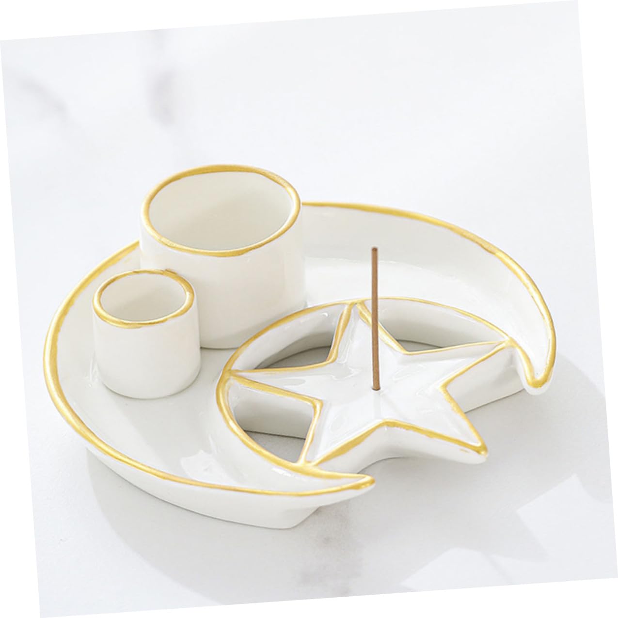 SHINEOFI Quemador de Incienso de Cerámica Multifunción Aroma a Hierbas, Bandeja Decorativa Día y Noche, Porta Incienso para Varillas, Adecuado para Aromaterapia y Decoración del Hogar