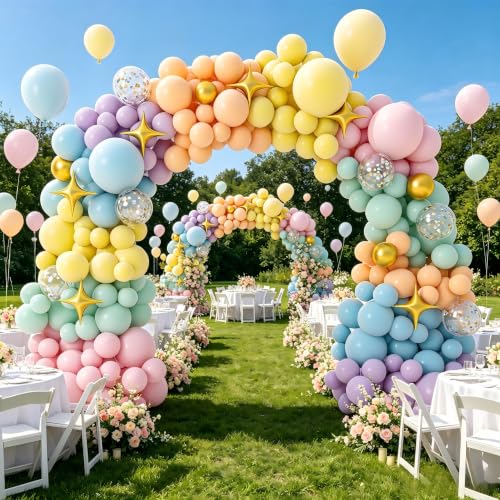 PERPAOL 146pcs Pastel Rainbow Balloon Arch Kit with Star Foil Balloons by PERPAOL - Used condition - Image 6
