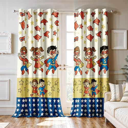 Image of Ultimate Trends Light Filtering Kids Curtain | Fairy, Dragon Castle, Safari & Jungle Animal Prints | for Kids Room Doors and Window | 5 FEET Pack of 2 |Heroic Starlight