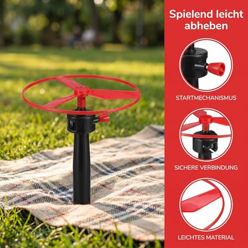 Toyvian Flugscheiben-Helikopter-Spielzeug Propellerspiel Mit 3 Griffen Und 6 Bunten Propellerscheiben Flugscheiben-Untertassenwerfer Spielzeug Für Kinder Verfolgungsspiel Für