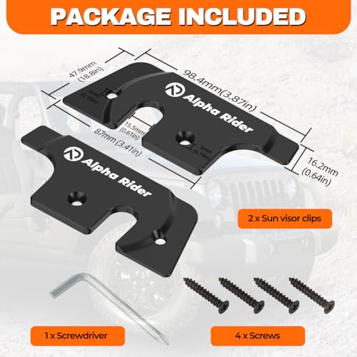 motoparty Sun Visor Repair Kit Fit for Jeep Wrangler JK 2018&Wrangler 2018-2023&Gladiator 2020-2023 Visor Accessories Visor Clips for Cars
