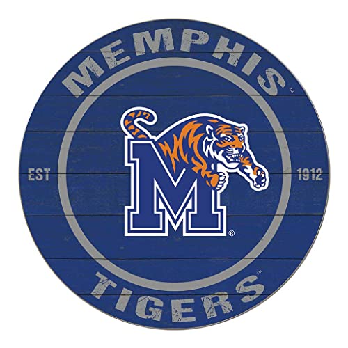 KH Sports Fan Memphis Tigers Colored Circle Sign, 20x20 Inches, Tigers Decor for Dorm Room, Bedroom, Fan Cave, Living Room; Display Your Team Spirit with This Unique Memphis Tigers Wall Art