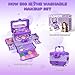 54 Pcs Kids Makeup Kit for Girls, Princess Real Washable Pretend Play Cosmetic Set Toys with Mirror, Birthday Gifts for 3 4 5 6 7 8 9 10 Years Old Girls Kids (Purple)