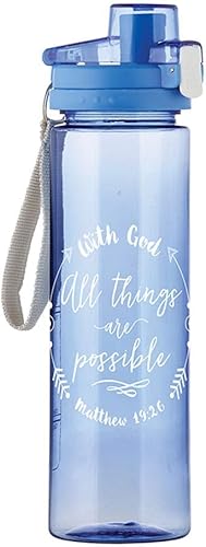 Religious With God All Things Are Possible Mateo 1926 Botella de agua, 24 onzas