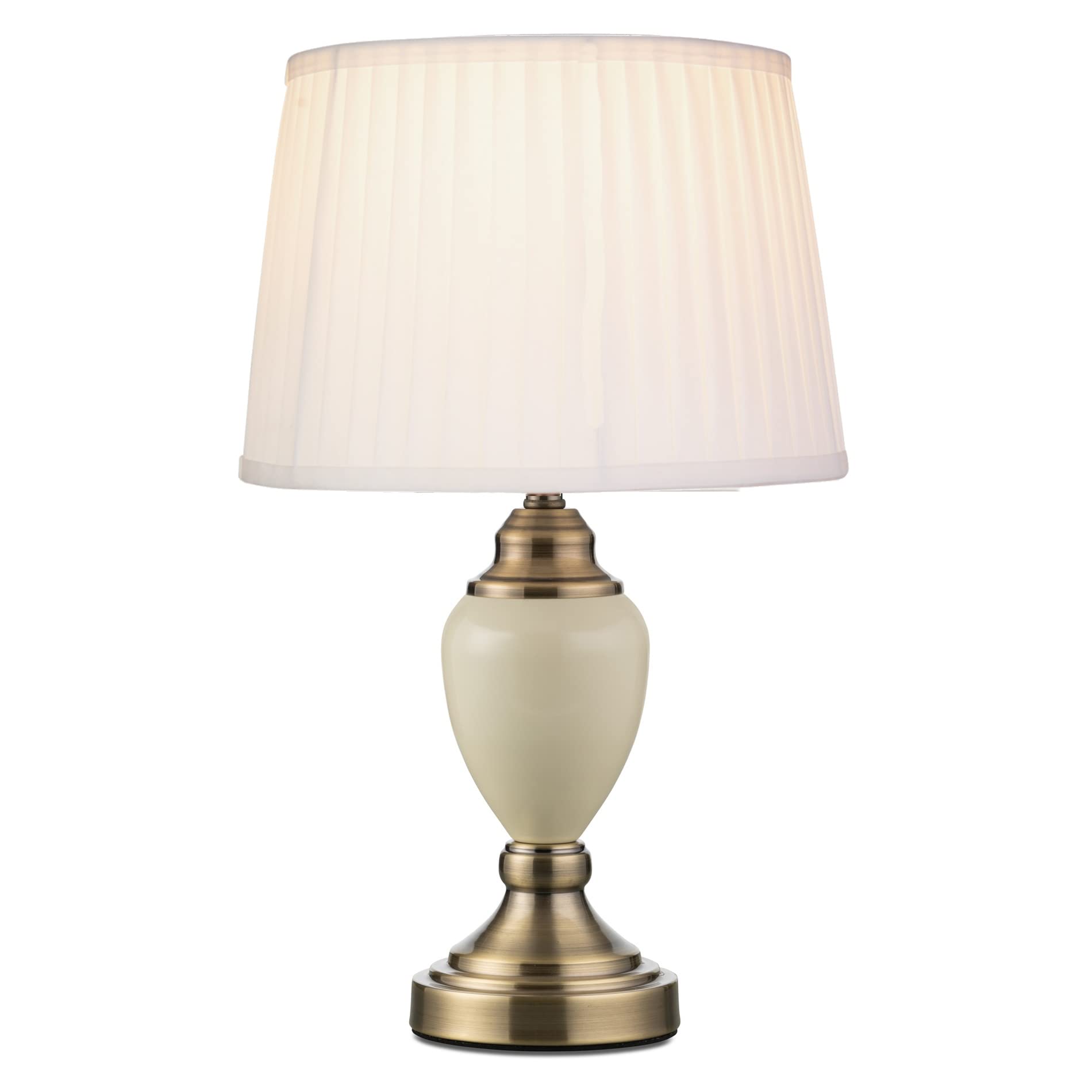 Lighting SupermarketMalham Small Touch Control Table Lamp with Ivory Pleated Shade - Cream & Brass