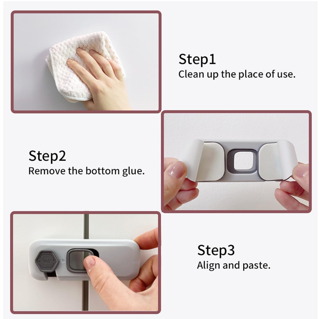 2 pièces Gris Verrouillage de réfrigérateur pour enfants, Verrouillage de réfrigérateur sans perçage, Verrouillage de fenêtre, Enfant, Machine à laver, Armoire, Verrouillage de penderie pour enfants