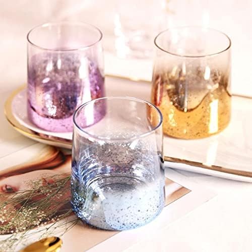 Glass Cups Drinking Glasses Household Stemless Wine Glasses Drinking Glassware Clear Colored Wine Glass For Water Juice Beer Party Drinking Glasses (Color : Blue)