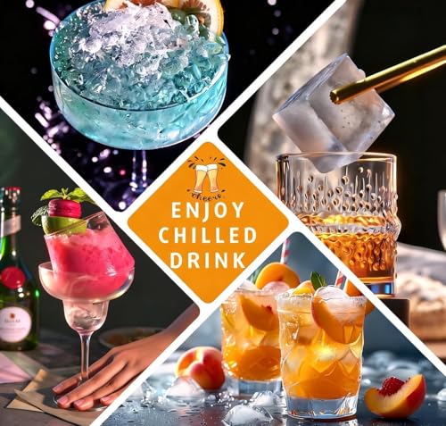 Image of Large Ice Cube Tray for Whiskey: 3 inch Big Silicone Ice Tray with Lid for Whisky - 3Pack Old Fashioned Ice Cube Trays for Cocktail - Huge Square Cubed Bourbon Ice Cube Maker