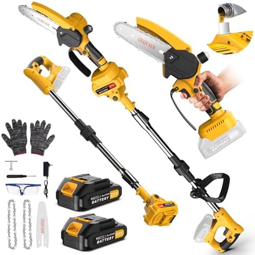 2 in 1 Telescopic Chainsaw, Brushless Mini Chain Saw with 2 x 200...