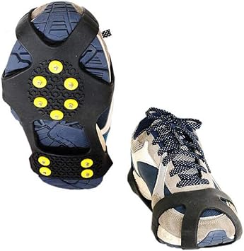 Amazon アイゼン Yaunlel スノー アイス スパイク かんじき 靴底用 滑り止め 10本爪 登山 氷 凍結道路 ハイキング 氷釣り 転倒防止 簡単装着 携帯便利 男女兼用 Yaunlel アイゼン
