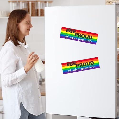 Miniatura 4 de 2 imanes de automóvil de orgullo gay, calcomanías para automóvil, diseño de arcoíris para automóvil LGBTQ, calcomanías de parachoques del mes del