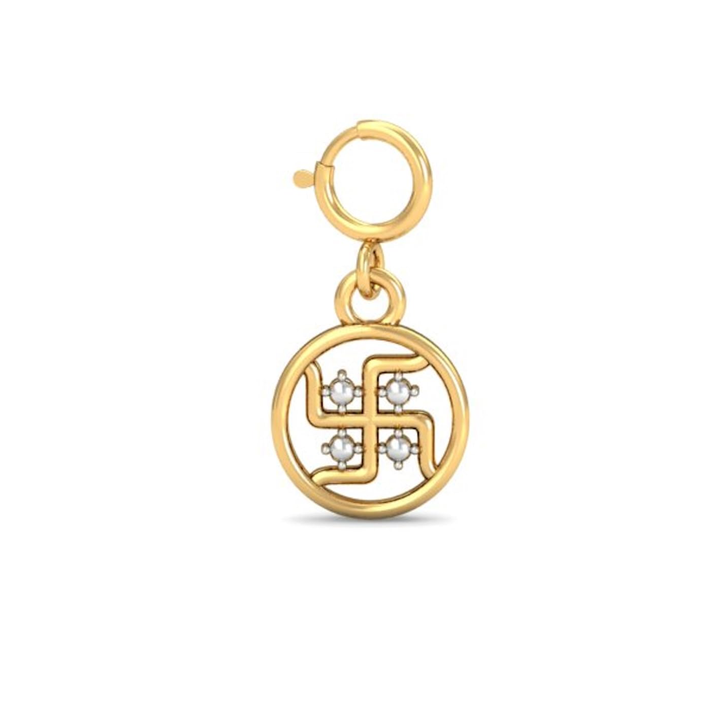 kuberbox 18K Yellow Gold Swastika Charm for Women-picture-41