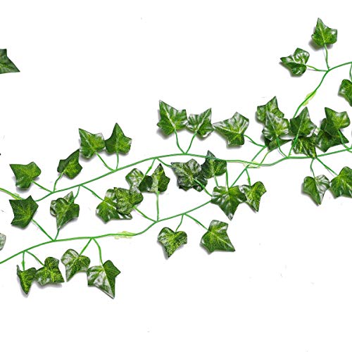HAPOWELL Artificial Ivy Garlands Leaves Plants Vines, 87 Feet 12 Pack Artificial Vine Garlands Greenery Fake Ivy Foliage for Hanging Wedding Home Garden Wall Outdoor Decoration with Cable Ties.