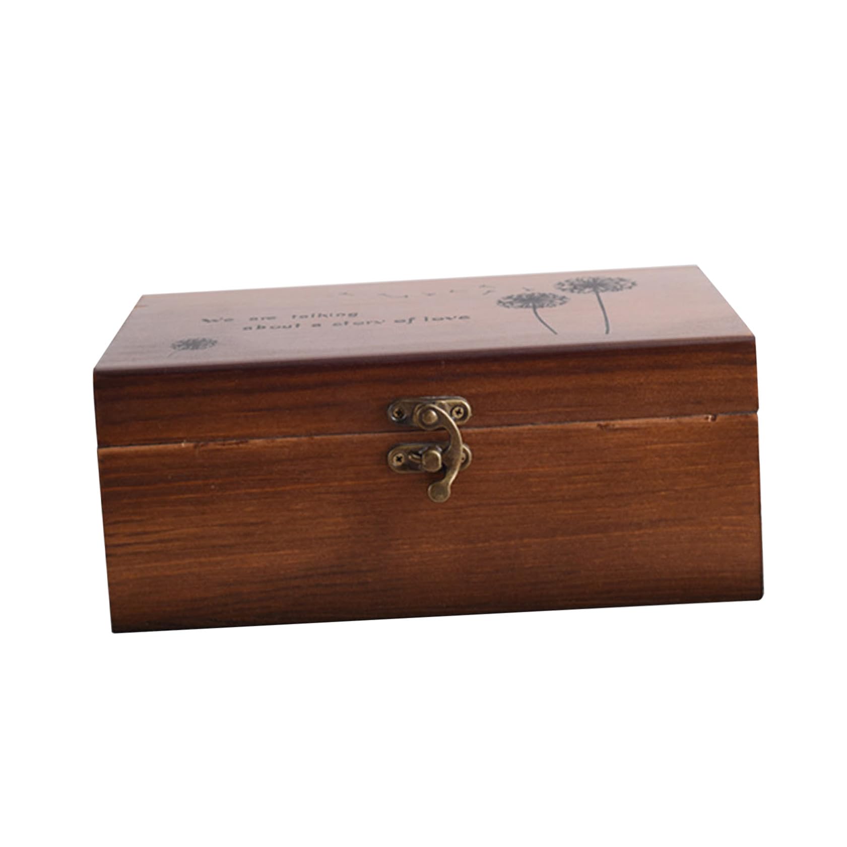 1pieza Caja De Almacenamiento Multifuncional De Madera Para Costura Organizador Retro De Accesorios Para Hogar Para Hilo y Aguja Diseño Grabado y Cerradura Metálica