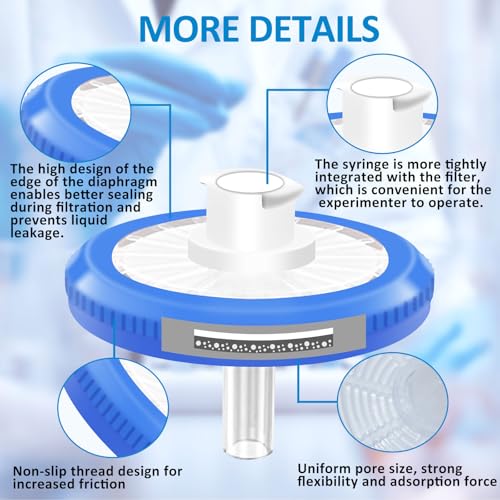 Image of Xin Tester 100 PCS Non-Sterile Syringe Filter MCE Membrane 25mm Diameter 0.45um Pore Size Hydrofilic Syringe Lab Filters