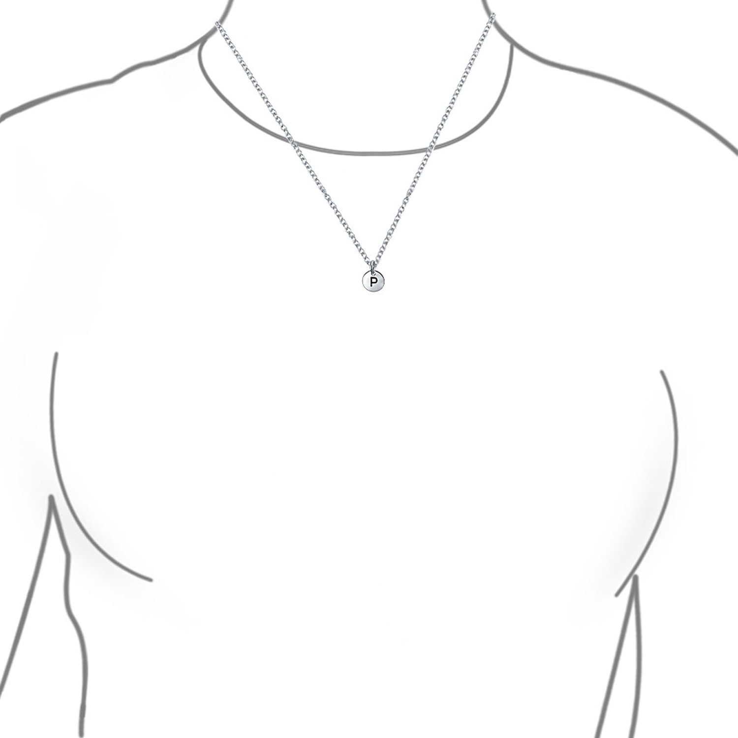 Minuscolo Minimalista Abc Rotondo Disco Blocco Lettera Alfabeto A-Z Iniziale Collana Ciondolo Per L'Adolescenza Per Le Donne .925 Sterling Silver