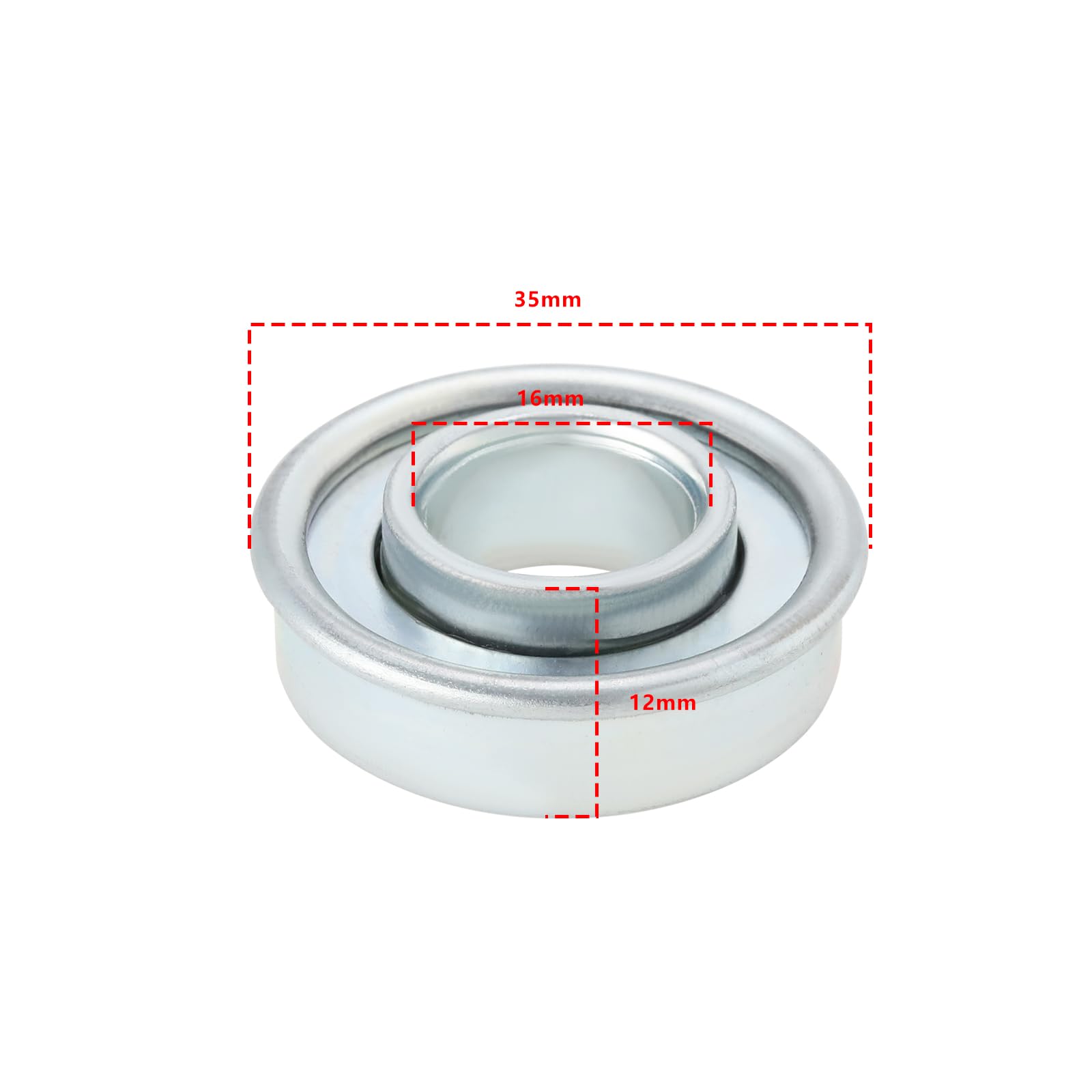 YINETTECH 8pcs Heavy Duty Trolley Bearings Wheel Bearings OD 35mm ID16mm H12mm for Most Models of Heavy Duty Trolley Silver - Image 4