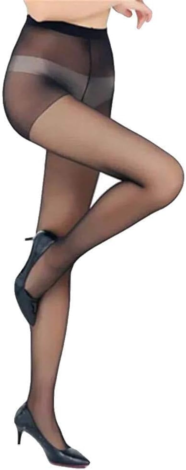 Pack of 2 Thigh High Stockings Silk Tights for Women - Hold Up Nylon Pantyhose (STK-2115-black) - One Size