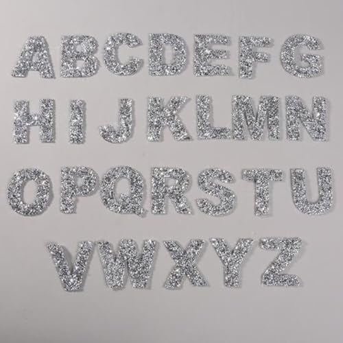 Rhinestone Alphabet Letter Iron-On Patch | Embroidered Clothing Badge for Clothes, Bags, Pants & Shoes - (Color: M/Size: Silver - 1 Piece)
