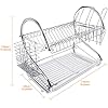 TREE.NB Over Sink Dish Drying Rack, 2 Tier Dish Drainer with Trays, Stainless Steel Utensil Holder Cup Holder Large Dish Rack Over Sink for Kitchen Counter