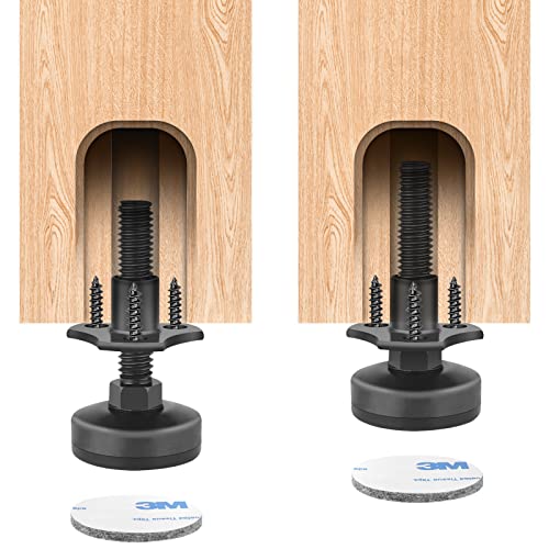 Anwenk Adjustable Leveling Feet Furniture Levelers Table Feet Heavy Duty Leg Levelers For Cabinets Sofa Tables Chairs,Support 1320Lbs, T-Nut Kit 3/8”-16 Thread, Large Base- 4 Pack, Black #TOP2
