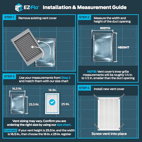 EZ-FLO 16 x 25 Inch (Duct Opening) Return Air Vent Cover for Wall or Ceiling, Solid Steel Return Air Filter Grille, HVAC Vent Cover, White, 61671 by EZ-FLO - Image 3