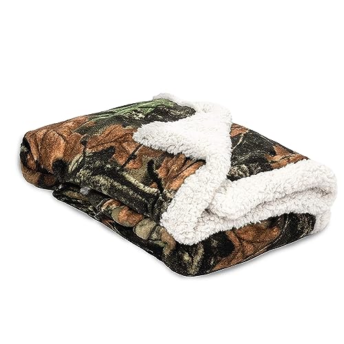 Image of TrailCrest Baby Camo Blanket Infant Camo Accent Soft Sherpa and Plushed Lined Coral Fleece Swaddle, Toddler Stroller Blanket Gift Blanket (Everest White)