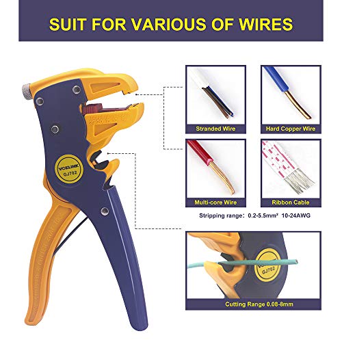 VCELINK GJ702 Pince à Dénuder Automatique Pince Coupante Multifonctionnelle Outil de Dénudage Professionnel pour Electricien – Image 3