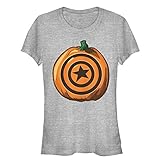 Junior's Marvel Halloween Captain America Shield Pumpkin T-Shirt - Athletic Heather - Small