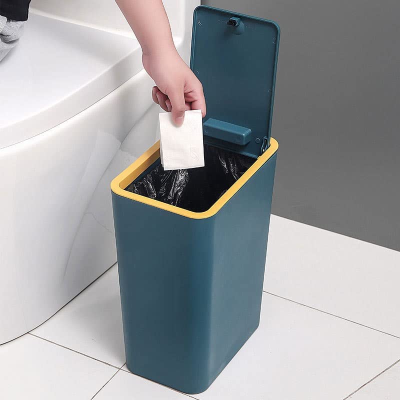 Bote de basura para inodoro rectangular de 33cm con tapa y sistema de prensa 4