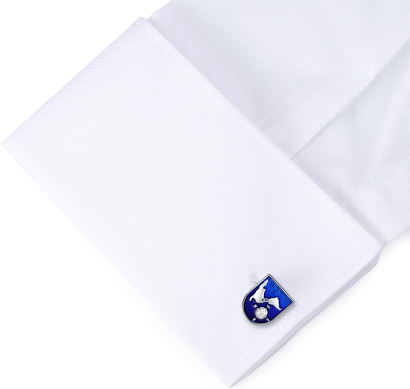 HONEY BEAR Blue World Map Cufflinks for Men Wedding and Business