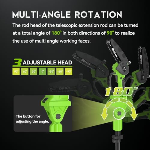 Image of Cordless Pole Saw for Tree Trimming, 6 inch Chainsaw with Extension Pole