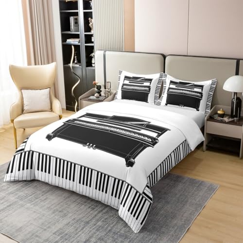 Housse de couette piano en coton pour chambre d'ado et mélomane - 3
