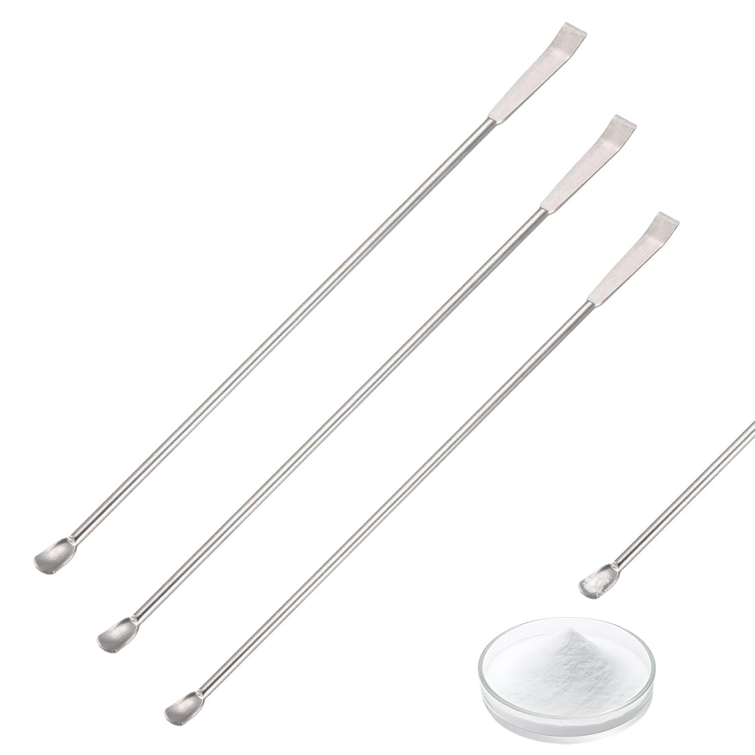 Espátulas de laboratorio Acero Inoxidable, 3 Piezas Cuchara de Laboratorio, Cuchara de muestreo de laboratorio reutilizable, Micro Cuchara, para Relleno de Cápsulas(15cm, 18cm, 20cm)