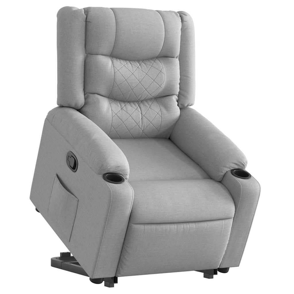 vidaXL Sillón Reclinable Elevable, Silla con Respaldo Reposabrazos, Sillón de Relax Descanso, Asiento Ajustable para Ancianos, Tela Gris Claro