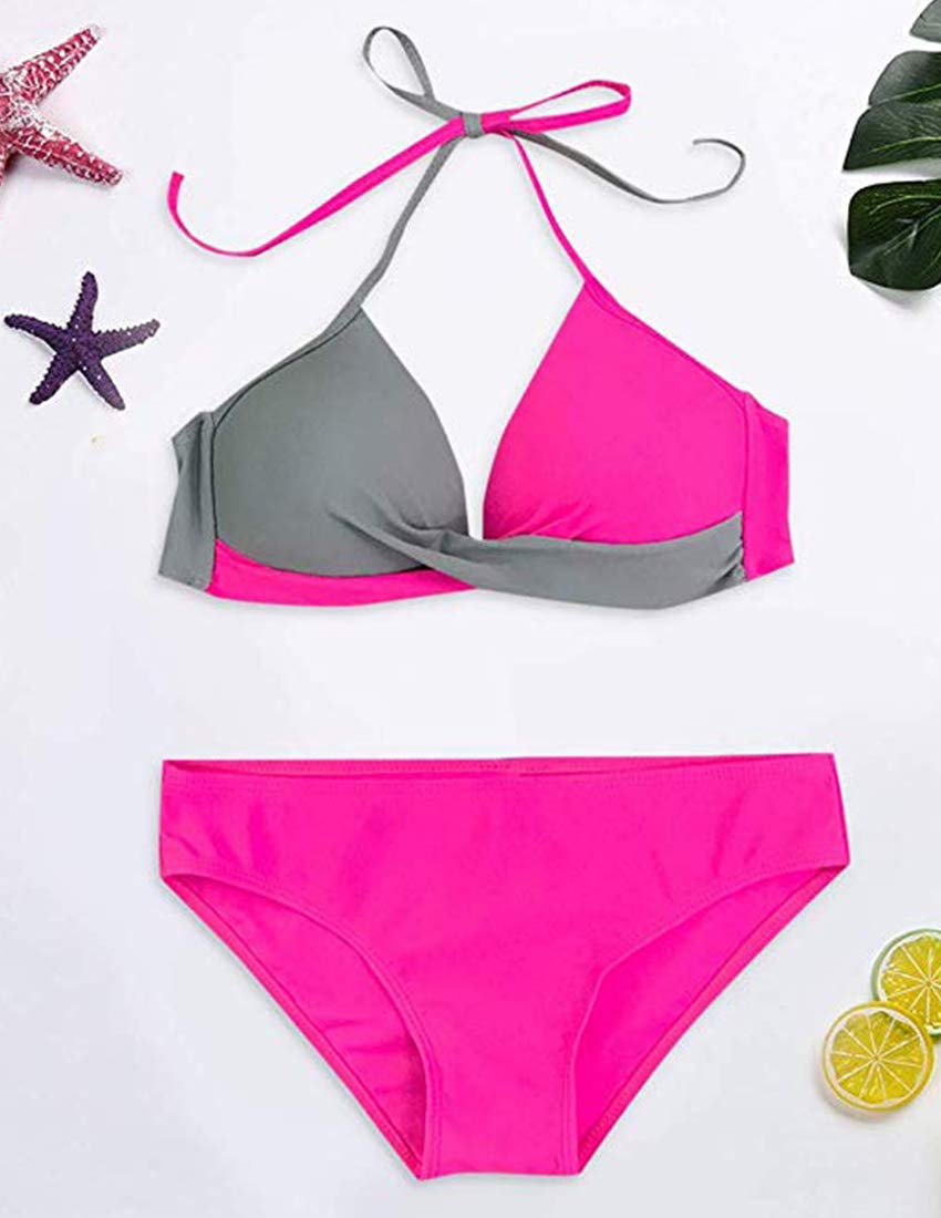 JFAN Donna Costume da Bagno Push Up Imbottito Reggiseno Bikini Donna Due Pezzi Swimwear Abiti da Spiaggia