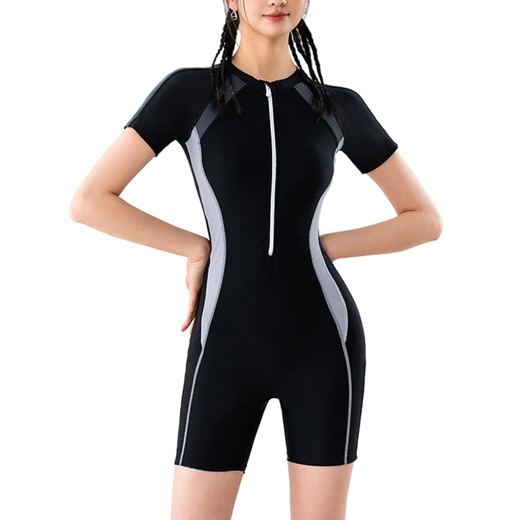 Mute da Sub da Donna Taglie Forti Manica Lunga Zip Frontale Costume da Bagno Intero Rash Guard Muta da Sub Costumi da Bagno Atletici per Sport Acquatici
