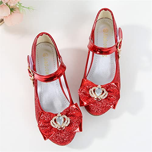 OMEARK Girls Toddler/Little Kid Dress Pumps Low Heels Party Show Dance Shoes Sparkly Glitter Sequins Princess Bow Wedding Dress Up Shoes Rhinestone Sandals3